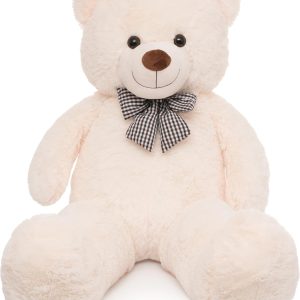 47 inch Big Giant Teddy Bear Stuffed Animals, White Cream Soft Plush Life Size Bear Toy All Ages Gift for Children/Girlfriend/Valentine’s Day/Christmas/Birthday/Baby Shower/Wedding/Party Decorations