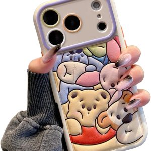 Compatible with iPhone 17 Pro Max Cute Case, Kawaii Phone Case TPU Leather Zoo Cartoon case Soft Rubber Shockproof Protective for iPhone 17 Pro Max Case Cover for Women Girls
