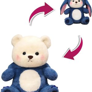 Cartoon Plush Cross-Dressing Teddy Bear Plush Toy, Cute Teddy Bear with Removable Blue hat (Blue Teddy Bear, 11 inch / 0.5 lb)