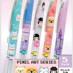 Pentel EnerGel RTX Liquid Gel Pen, Kawaii Tokyo Designs, (0.7mm), Medium Line, Black Ink, Pack of 5 (BL77KWIPF5A)