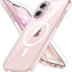 Miracase Magnetic for iPhone 17 Case (Compatible with MagSafe) with Screen Protector Military-Grade Protection, Anti-Fingerprint Translucent Matte Phone Cover for iPhone 17 6.3 inch, Clear