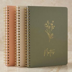 ZICOTO Aesthetic Spiral Notebook Set of 3 For Women – Cute College Ruled 8×6 Journal/Notebook with Large Pockets And Lined Pages – Perfect Supplies to Stay Organized at Work or School