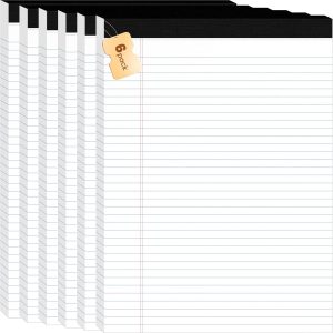 6Packs Legal Pads 8.5 x 11 Inch, 50Sheets/Pack, College Ruled & Perforated White Writing Pads, Pads of Paper 8.5 x 11, Lined Note Pads with Sturdy Backing for Office, Business & School Supplies