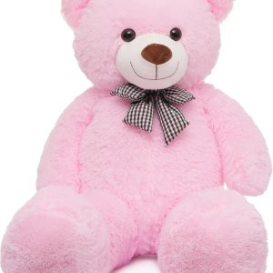 47 inch Big Giant Teddy Bear Stuffed Animals, Pink Soft Plush Life Size Bear Toy All Ages Gift for Children/Girlfriend/Valentine’s Day/Christmas/Birthday/Baby Shower/Wedding/Party Decorations