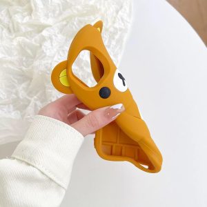 Ultra Thick Soft Silicone Case for Apple Teddy Bear Animal 3D Cartoon Japanese Cute Lovely Adorable Kawaii Kids Girls Women (Brown, for iPhone 15)