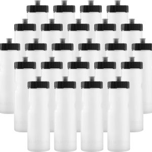50 Strong Bulk Water Bottles 24-Pack – 22 oz BPA-Free Sports Bottles with Easy-Open Pull Top Cap – Made in USA – Reusable & Top Rack Dishwasher Safe Brand