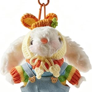 Lop-Eared Bunny Plush Charm Keychain – Soft Stuffed Rabbit Accessory, Suitable Gift for Family, Friends & Couples