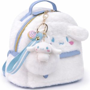 LAXUM Cinnamoroll Plush Mini Backpack (Blue) – Cute Soft Fabric Backpack with Adjustable Straps – Lightweight Casual Daypack for Travel, Outings & Gifts