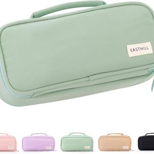 EASTHILL Large Capacity Pencil Case Pen Pouch Organizer Canvas Pencil Bag with Handle School Supplies for Teen Girls-Green
