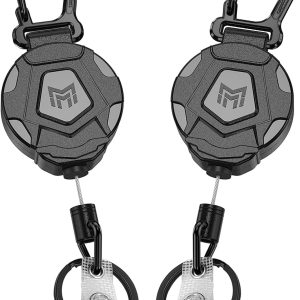 MNGARISTA 2-Pack Retractable Keychain, Heavy Duty Carabiner Badge Holder, Tactical ID Badge Reel Key Chain with 31.5” Steel Retractable Cord, 8.0 oz