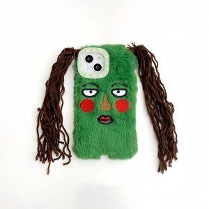LMA Ugly Phone Cases Compatible with iPhone 11 Weird Plush DIY Case Compatible with iPhone 11(Green)