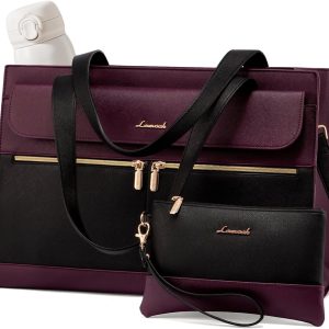 LOVEVOOK Laptop Bag for Women 15.6 Inch Tote Work Professional Leather Computer Briefcase Waterproof Handbag Shoulder Large Capacity Business Teacher Office Crossbody Purse