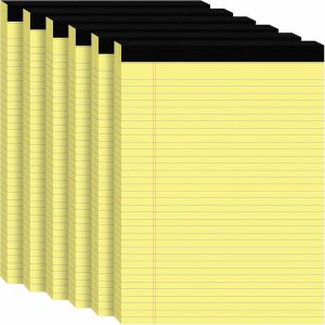 6Packs Legal Pads 8.5 x 11 Inch, 50Sheets/Pack, College Ruled & Perforated Yellow Writing Pads, Pads of Paper 8.5 x 11, Lined Note Pads with Sturdy Backing for Office, Business & School Supplies