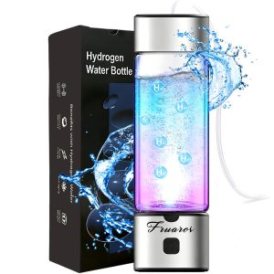 Hydrogen Water Bottle Generator – 2026 Hydrogen Water Machine – 6000 PPB SPE/PEM Tech Glass Hydrohealth Water Bottle for Kidney Health Hydrogen Bottle Gift for Family & Friends (Button/Sliver)