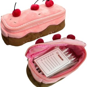 Cherry Cake Pencil Case Big Capacity Pen Holder Plush Pencil Pouch Box Cute Aesthetic Pen Case (Cherry)