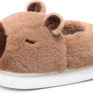 Capybara Slippers for Women Men,Cute Fluffy Animal Slippers,Warm Winter Wear Home Cozy Furry Soft Indoor Kawaii Shoes