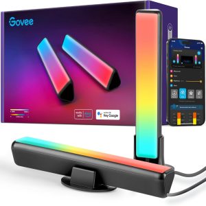 Govee Smart LED Light Bars, Work with Alexa and Google Assistant, RGBICWW WiFi TV Backlights with Scene and Music Modes for Gaming, PC, Living Room Decoration, Black