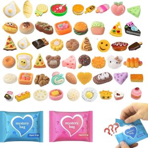 50 Pcs Food Mystery Blind Bag Mini Resin Charms, Cute Cartoon Food Figures Assorted Pack for Kids & Teens, DIY Phone Case Decorations, Craft Supplies, Party Favors & Collectibles
