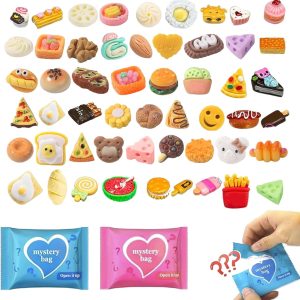 100 Pcs Mystery Food Blind Bags: Mini Resin Food Figures Bulk, Miniature Snacks and Desserts Charms, Mystery Bag Collectible for Fairy Garden, Resin Craft, Cake Décor Gift Surprises