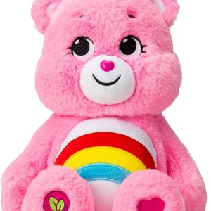 Care Bears 14″ Cheer Bear Plushie – Medium Size – Pink Plushie for Ages 4+ – Perfect Stuffed Animal Holiday, Birthday Gift, Super Soft and Cuddly – Good For Girls and Boys, Employees, Collectors