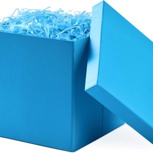 Hallmark Medium Gift Box with Lid and Shredded Paper Fill (Turquoise Blue 7 inch Box) for Birthdays, Graduations, Anniversaries, Baby Showers, All Occasion