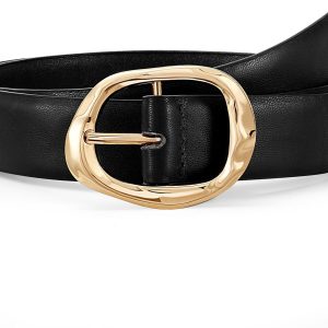 Women Leather Belt for Jeans Pants Ladies Casual Waist Belt Fashion Women Belt with Gold Buckle