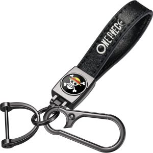 One Piece Car Keychain Keyring for Anime Fans,One Piece Leather Car Key Chain Replacement Key Fob Holder,Souvenir Gifts for Men Women
