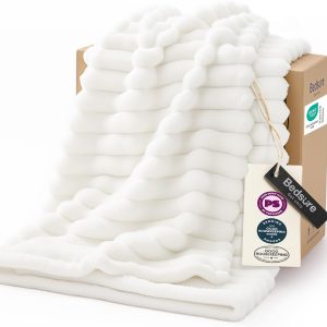 Bedsure GentleSoft White Throw Blanket for Couch – Graduation Gifts Teacher Birthday Gifts for Women Mom Her Girls, Cozy Fleece Blanket for Sofa Bed Living Room Home Decor, Off White, 50×60 Inchess