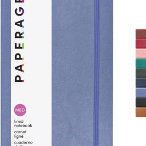 PAPERAGE Softcover Lined Journal Notebook (Periwinkle), 160 Pages, Medium College Ruled Notebook, 5.6 inches x 7.9 inches – 100 GSM Thick Premium Paper, Leather Journal for Home, Work & School