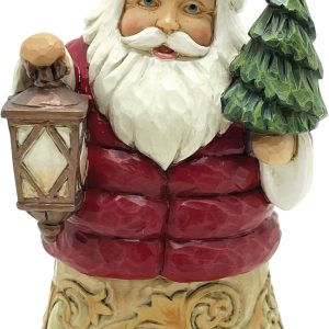 Enesco Jim Shore Heartwood Creek Santa Wearing a Puffy Coat Miniature Figurine- Resin Hand Crafted Painted Collectible Santa Figurines Christmas Home Decor Holiday Shelf Statue, 3.94 Inch, Multicolor