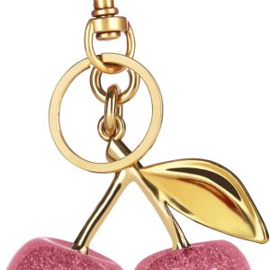 OVRUNS Cherry Bag Charm Cute Cherry Accessories Sparkling Purse Charms for Women