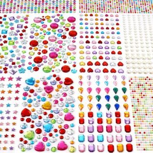 MYDBUYSOME 2774pcs Gem Stickers Jewels for Crafts, Self Adhesive Rhinestone Jewel Stick on Gems, Acrylic Bling Heart Stickers, Craft Supplies for Kids