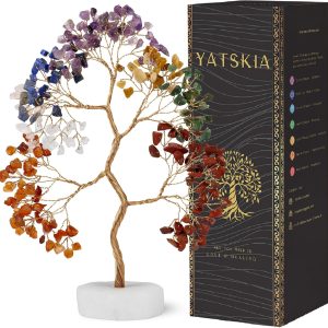 YATSKIA 7 Chakra Tree of Life Crystal Tree, Healing Crystals Gifts for Women, Chakra Stones Home Office Decor, Gemstone Tree Bedroom Decor, Healing Gifts (Size – 10 Inch)