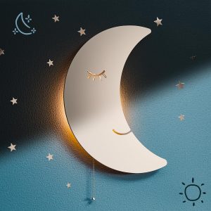 Tip perk Moon Lamp for Baby Nursery – Floating Moon Wall Lamp for Nursery | Cute Floating Moon Lamp for Kids Bedroom | Battery-Operated Hanging Night Lights | Cordless Moon Lights for Bedroom