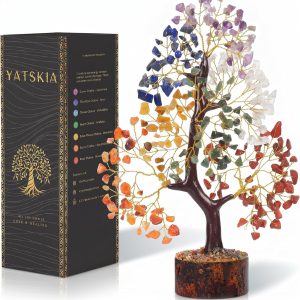YATSKIA Chakra Crystal Tree – Handmade Healing Crystal Trees with 7 Chakra Stones | Tree of Life for Meditation | Feng Shui | Birthday Gift for Woman | Gifts for Women | Home Decor | Office Decor