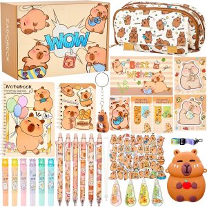 Cute Capybara Stationery Gift Set for Kids,30 Piece Animal Theme School Supplies Kit with Pencil Case,Notebook & Stickers,Practical and Fun for Birthday,Easter& Festivals Gift Girls Boys