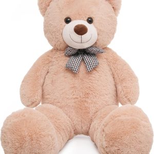 47 inch Big Giant Teddy Bear Stuffed Animals, Light Brown Soft Plush Life Size Bear Toy All Ages Gift for Children/Girlfriend/Valentine’s Day/Christmas/Birthday/Baby Shower/Wedding/Party Decorations
