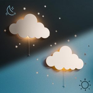 Tip perk 2 Pack Cloud Light – Floating Cloud Wall Lamp for Nursery | Cute Floating Lamp for Kids Bedroom | Battery-Operated Hanging Night Lights for Bedroom/Baby Nursery