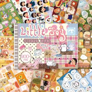 Japanese Kawaii Sticker Book, 30 Sheets, 800 Pieces, INS Style Cute Cartoon Animals, Waterproof for Journaling, Scrapbooking, Planners (Pink)