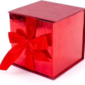 Hallmark Small Gift Box with Bow and Shredded Paper Fill (Red Signature 4 inch Gift Box with Glitter) for Birthdays, Graduations, Anniversaries, Christmas, Valentine’s Day, All Occasion