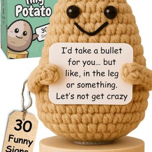 Funny Friendship Gift – Tiny Potato Crochet W/ 30 Sassy Messages for Women Friends Bestie BFF Coworker – Best Friend Birthday Gifts for Women, Sister Birthday, College Graduation Present Idea for Her