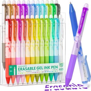Four Candies Erasable Gel Pens, 0.7 mm Medium Point, Retractable Erasable Pens, Make Mistakes Disappear, 24 Assorted Colors for Drawing, Writing & Planners