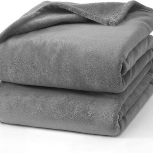 Hansleep Fleece Blanket Twin Size Grey, Soft Cozy Twin Blanket, Fuzzy Flannel Blanket for Bed, Sofa, Couch, Travel, Camping, 60 x 80 Inches