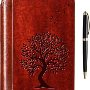 SETTINI® Tree of Life Journal Gift Set – Hardcover Vegan Leather, Unique Pen Holder, Lined, 192 Pages, A5 – Includes Pen for Writing and Travel – Fathers Day Gift, Journal for Women