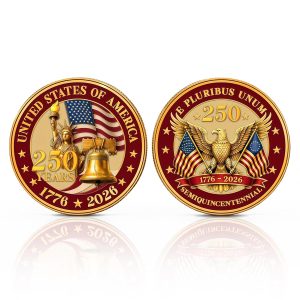 FLAGWIX 250th Anniversary Coin 1776-2026 – USA 250th Anniversary Merchandise Commemorative Coin – American Eagle Patriotic Commemorative Gifts for Men Women Veterans