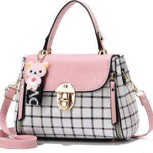 Xiaoyu Small Purses and Handbags for Women Fashion Teenage Girls Crossbody Bag Lightweight Shoulder Bag Plaid Pattern Satchel