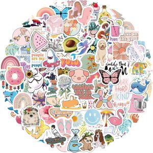200Pcs Water Bottle Stickers for Kids, Cute Stickers for Water Bottles, Vinyl Waterproof Aesthetic Laptop Sticker Pack Classroom Prizes Skateboard for Kids Teens Girls Students (Cute-200pcs)