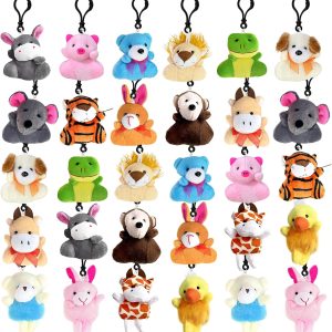 Jnnzzggu 30 PCS Mini Plush Toys,Cute Stuffed Animals Plush Keychain Set,Animals Toys for Kids,Easter Basket Stuffers,Party Favors,Classroom Gift