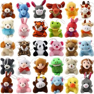 Mini Plush Animal Toy Set,Cute Animals Keychain Decoration for Kids,Goodie Bag Fillers, Basket Stuffers, School Prizes, Valentine’s Day Party Supplies (12pcs)