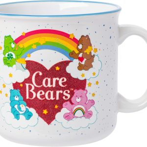 Silver Buffalo Care Bears Featuring Good Luck, Tenderheart, Bedtime, and Cheer Bear Rainbow Heart Ceramic Camper Mug, 20 Ounces